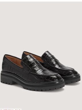 Everlane Black Croc-Embossed Lug Sole Loafers